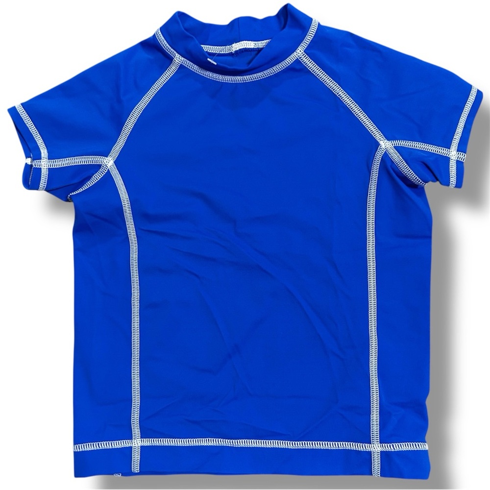 Lands’ End Boy’s 2T Rash Guard Short Sleeve Swim Shirt Suit Blue